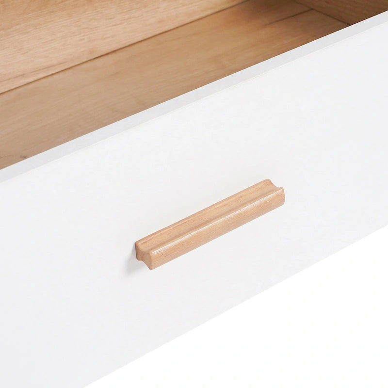 Commode de rangement à trois tiroirs, table de chevet, pieds et poignées en bois massif