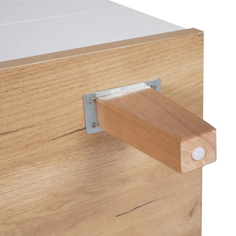 Commode de rangement à trois tiroirs, table de chevet, pieds et poignées en bois massif