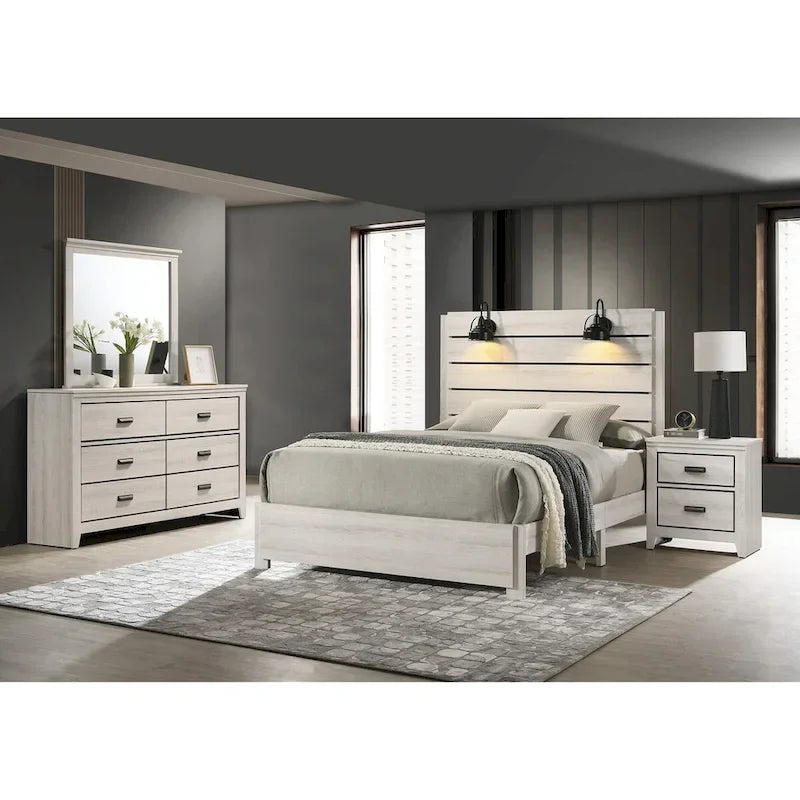 Ensemble de chambre à coucher 4 pièces avec panneaux LED blancs