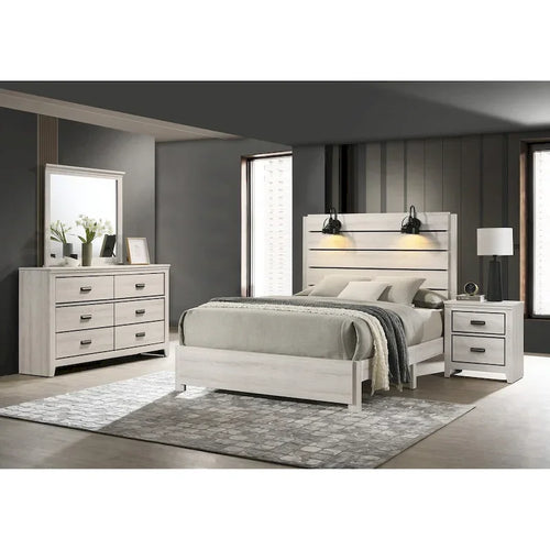 Ensemble de chambre à coucher 4 pièces avec panneaux LED blancs