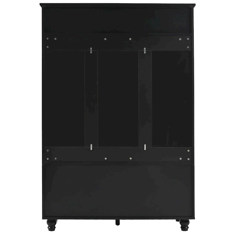 Banc d'entrée 5-en-1 avec portes à persiennes, portemanteau, coussin et 4 crochets robustes, meuble d'entrée avec banc de rangement de 47,2 po de largeur