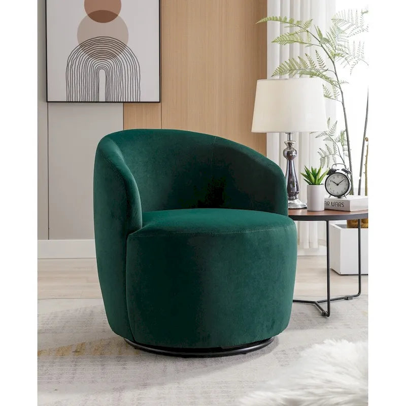 Fauteuil pivotant en velours avec anneau en métal thermolaqué noir
