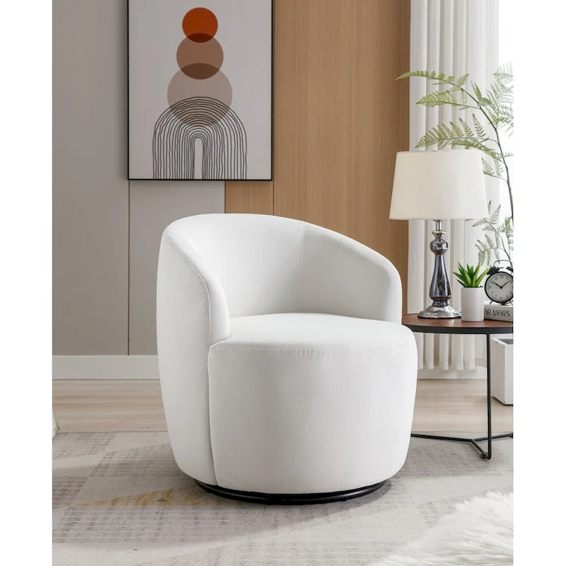 Fauteuil pivotant en velours avec anneau en métal thermolaqué noir
