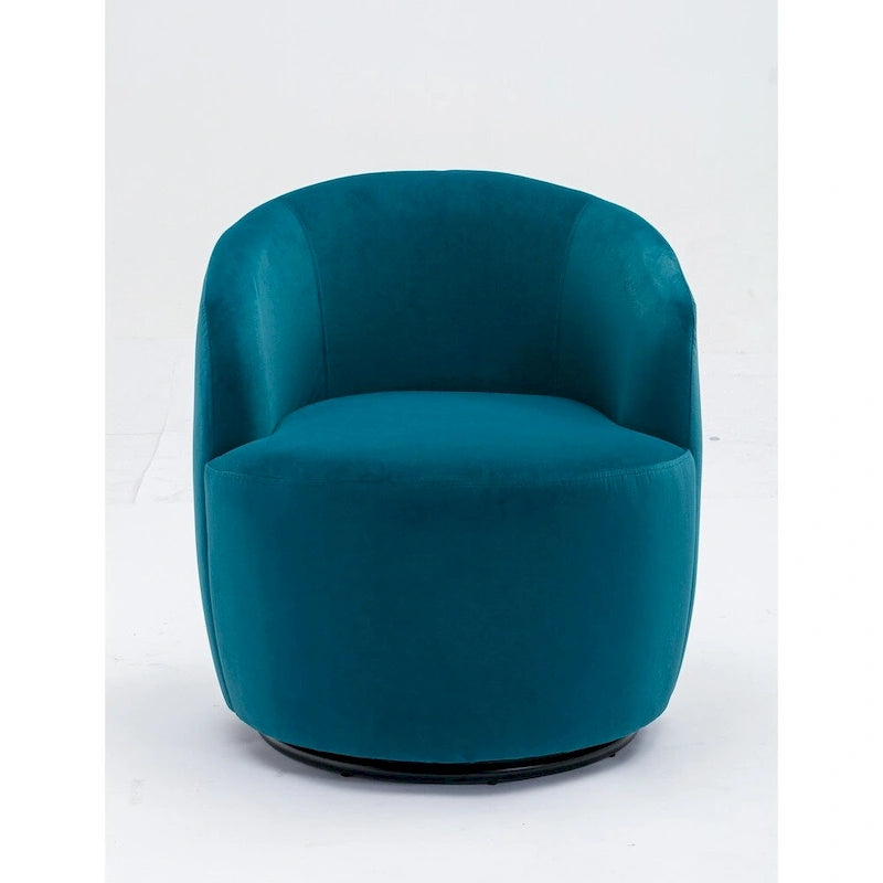 Fauteuil pivotant en velours avec anneau en métal thermolaqué noir