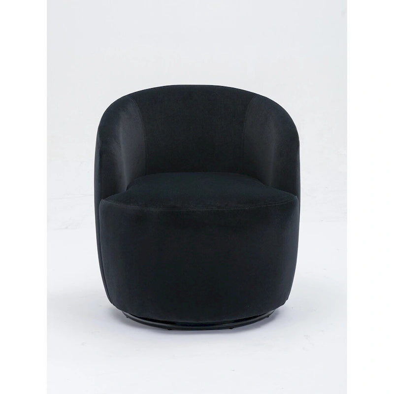 Fauteuil pivotant en velours avec anneau en métal thermolaqué noir
