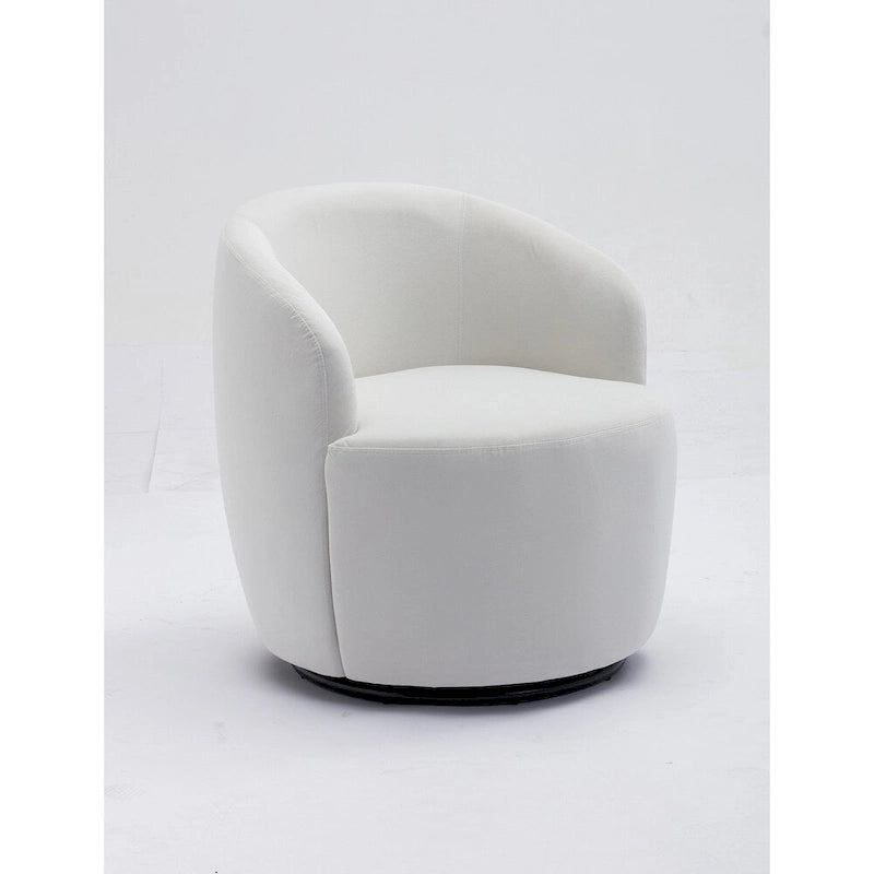 Fauteuil pivotant en velours avec anneau en métal thermolaqué noir