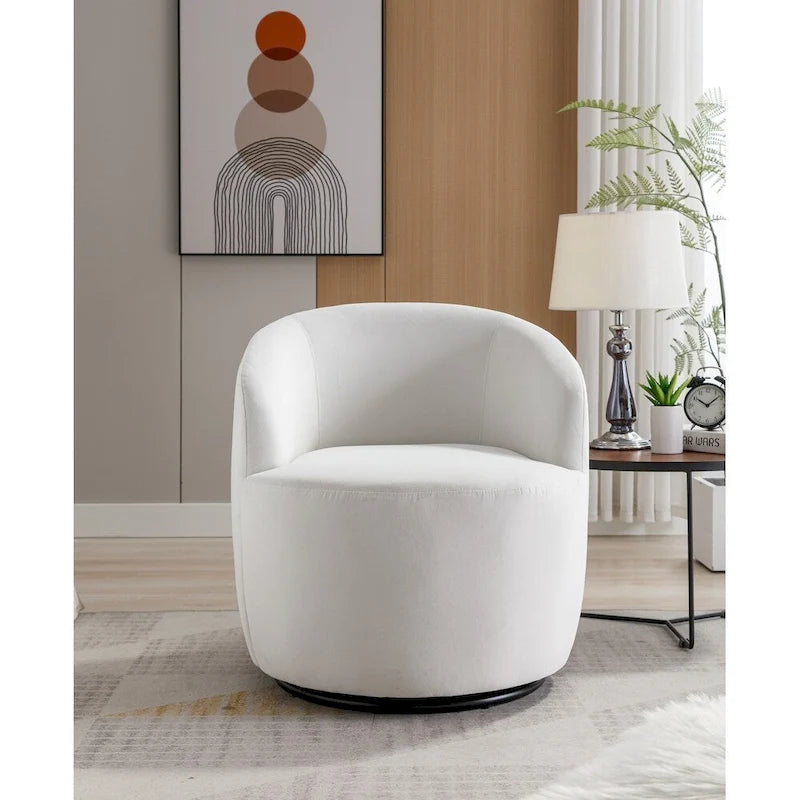 Fauteuil pivotant en velours avec anneau en métal thermolaqué noir