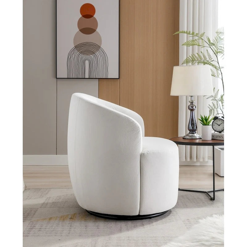 Fauteuil pivotant en velours avec anneau en métal thermolaqué noir