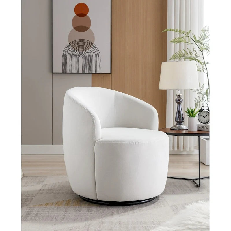 Fauteuil pivotant en velours avec anneau en métal thermolaqué noir