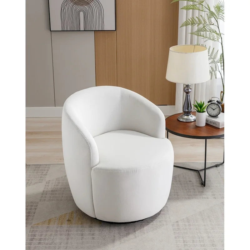 Fauteuil pivotant en velours avec anneau en métal thermolaqué noir