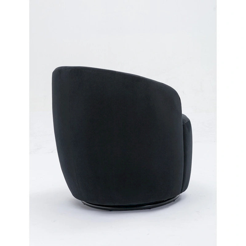 Fauteuil pivotant en velours avec anneau en métal thermolaqué noir