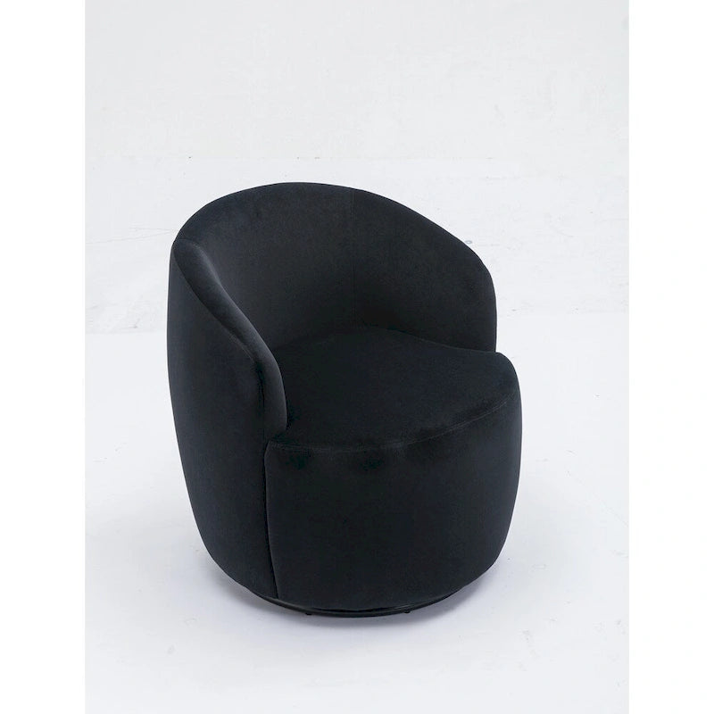 Fauteuil pivotant en velours avec anneau en métal thermolaqué noir