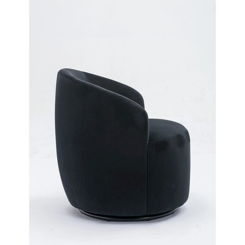 Fauteuil pivotant en velours avec anneau en métal thermolaqué noir