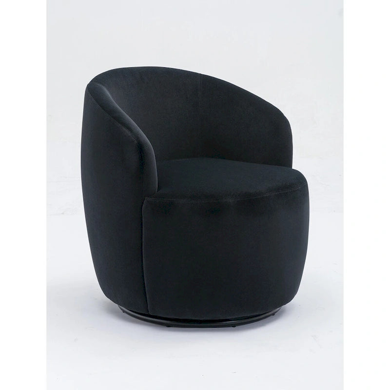 Fauteuil pivotant en velours avec anneau en métal thermolaqué noir