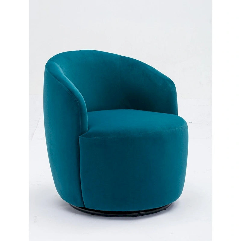 Fauteuil pivotant en velours avec anneau en métal thermolaqué noir
