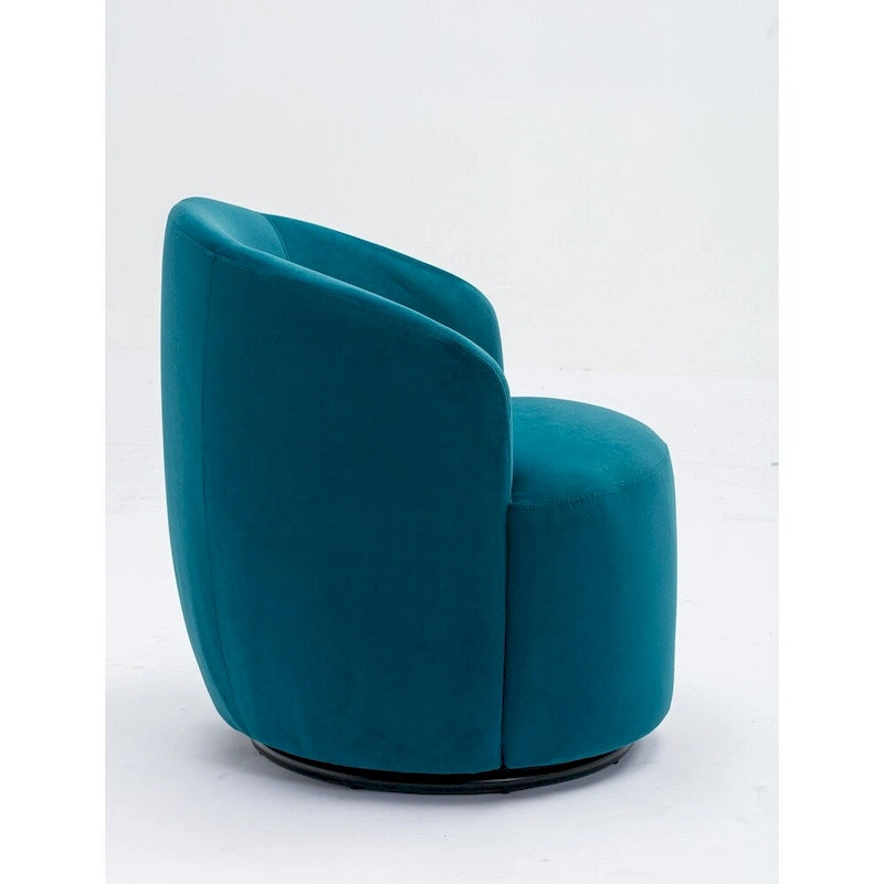 Fauteuil pivotant en velours avec anneau en métal thermolaqué noir