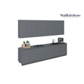 Ensemble d'étagères murales modulaires et meuble à tiroirs gris, base de 3,35 m (11 pi) de largeur - 138x24