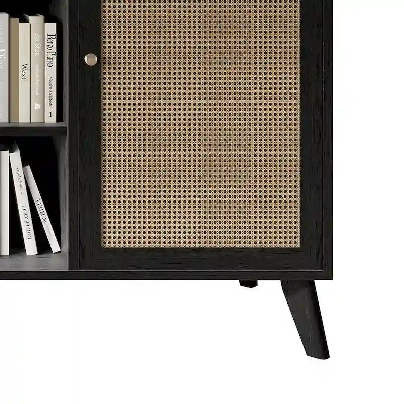 Buffet bas noir style Mid-Century Modern
