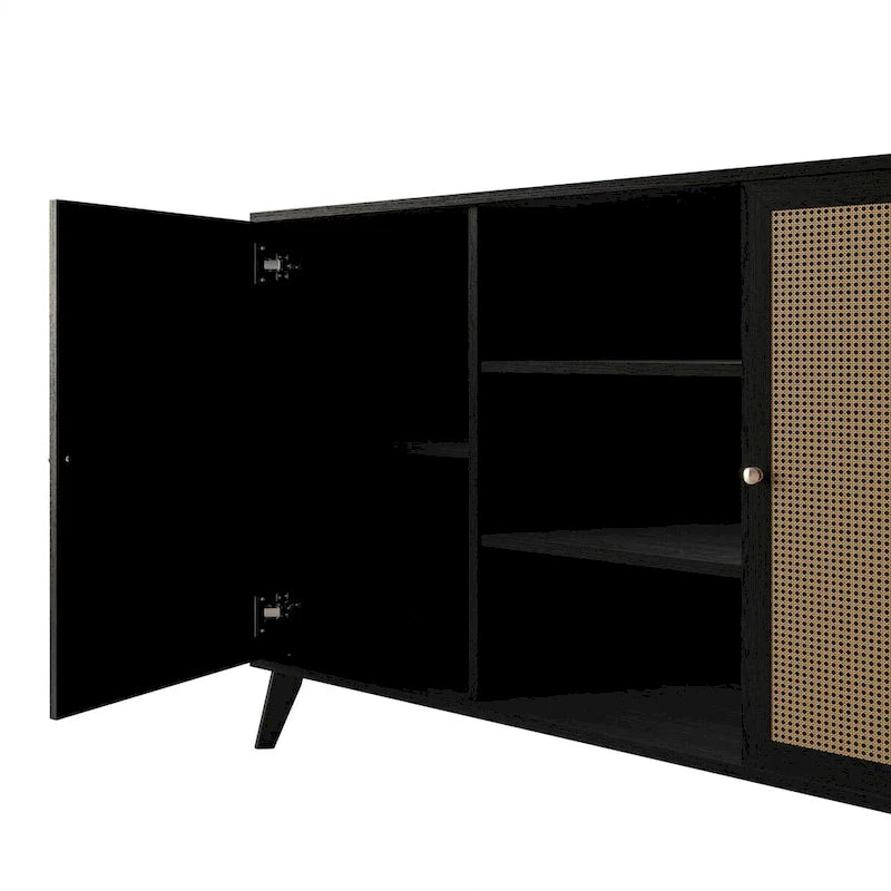 Buffet bas noir style Mid-Century Modern
