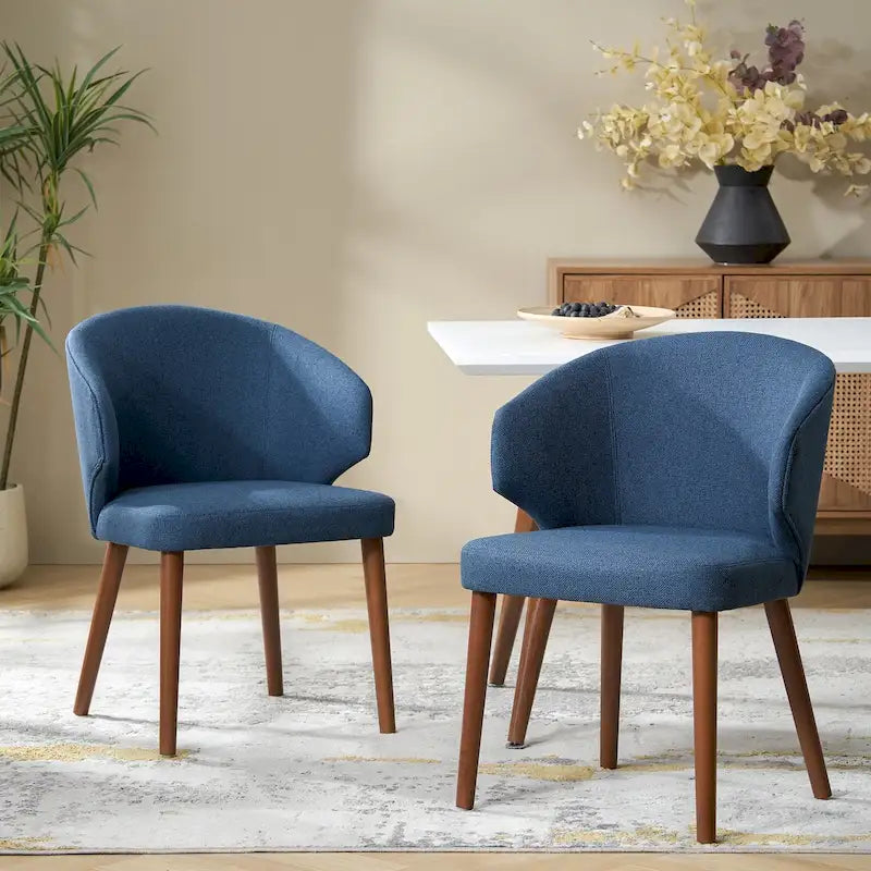 Lot de 2 chaises de salle à manger style Mid-Century Modern avec dossier à oreilles et pieds en bois massif