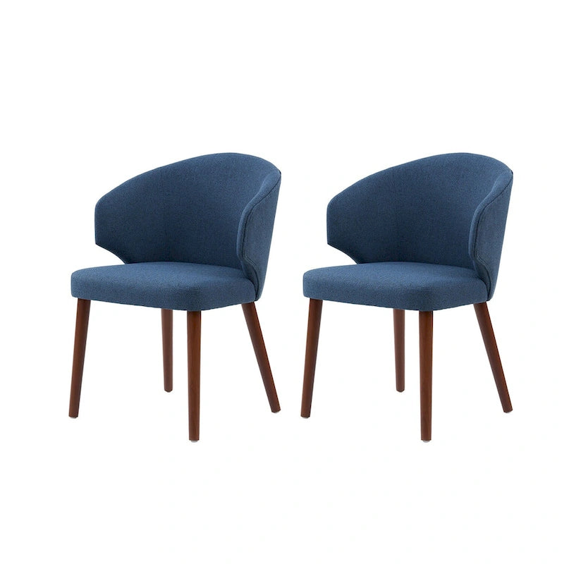 Lot de 2 chaises de salle à manger style Mid-Century Modern avec dossier à oreilles et pieds en bois massif
