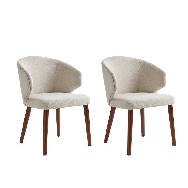 Lot de 2 chaises de salle à manger style Mid-Century Modern avec dossier à oreilles et pieds en bois massif
