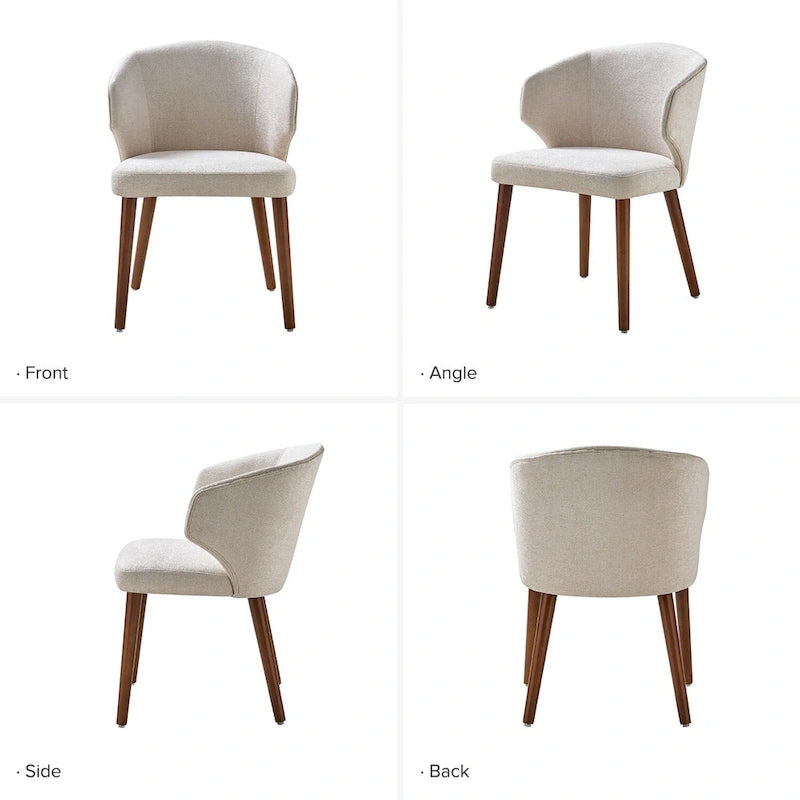 Lot de 2 chaises de salle à manger style Mid-Century Modern avec dossier à oreilles et pieds en bois massif