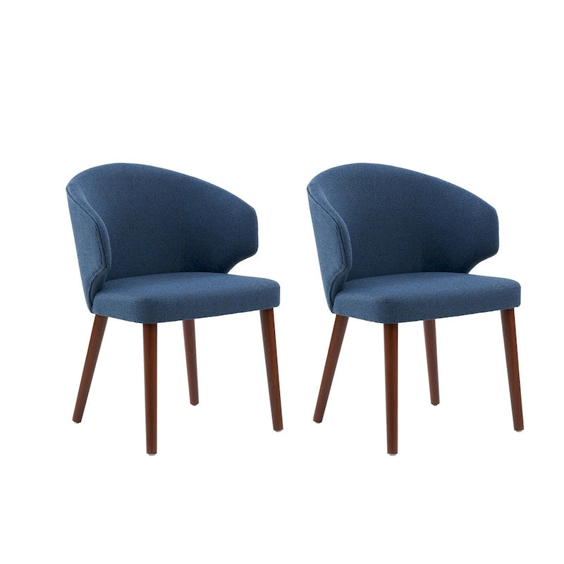 Lot de 2 chaises de salle à manger style Mid-Century Modern avec dossier à oreilles et pieds en bois massif