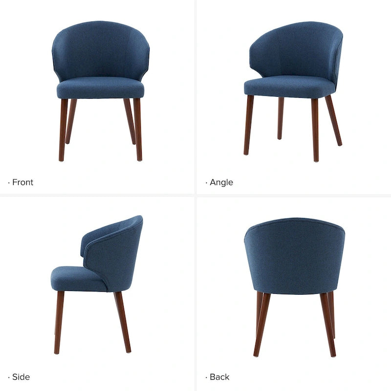 Lot de 2 chaises de salle à manger style Mid-Century Modern avec dossier à oreilles et pieds en bois massif