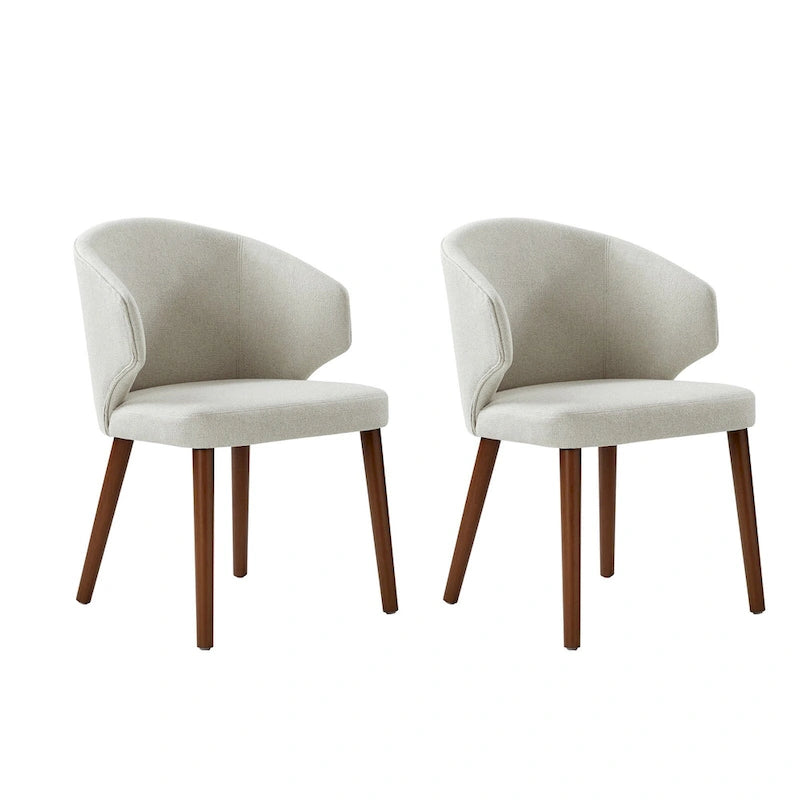 Lot de 2 chaises de salle à manger style Mid-Century Modern avec dossier à oreilles et pieds en bois massif