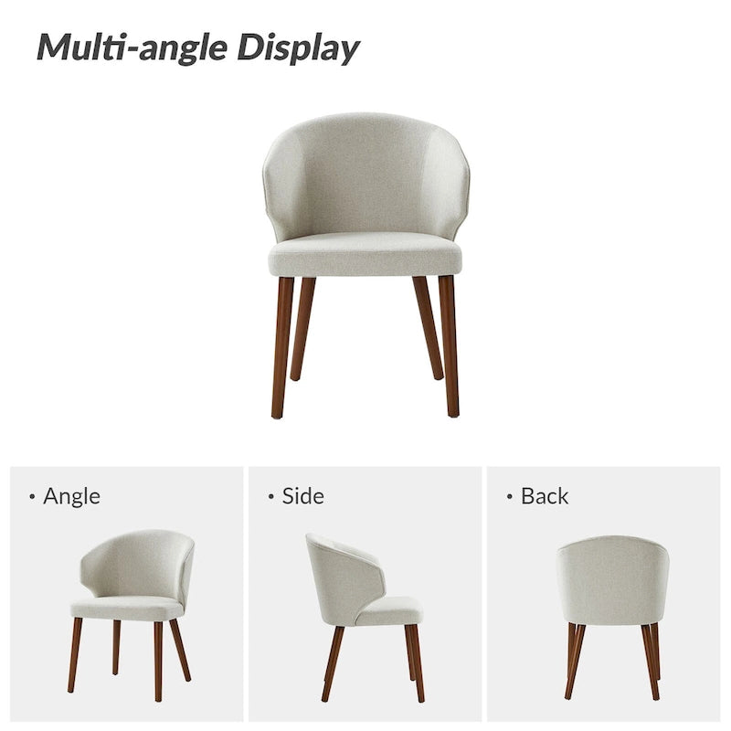 Lot de 2 chaises de salle à manger style Mid-Century Modern avec dossier à oreilles et pieds en bois massif