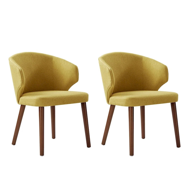 Lot de 2 chaises de salle à manger style Mid-Century Modern avec dossier à oreilles et pieds en bois massif