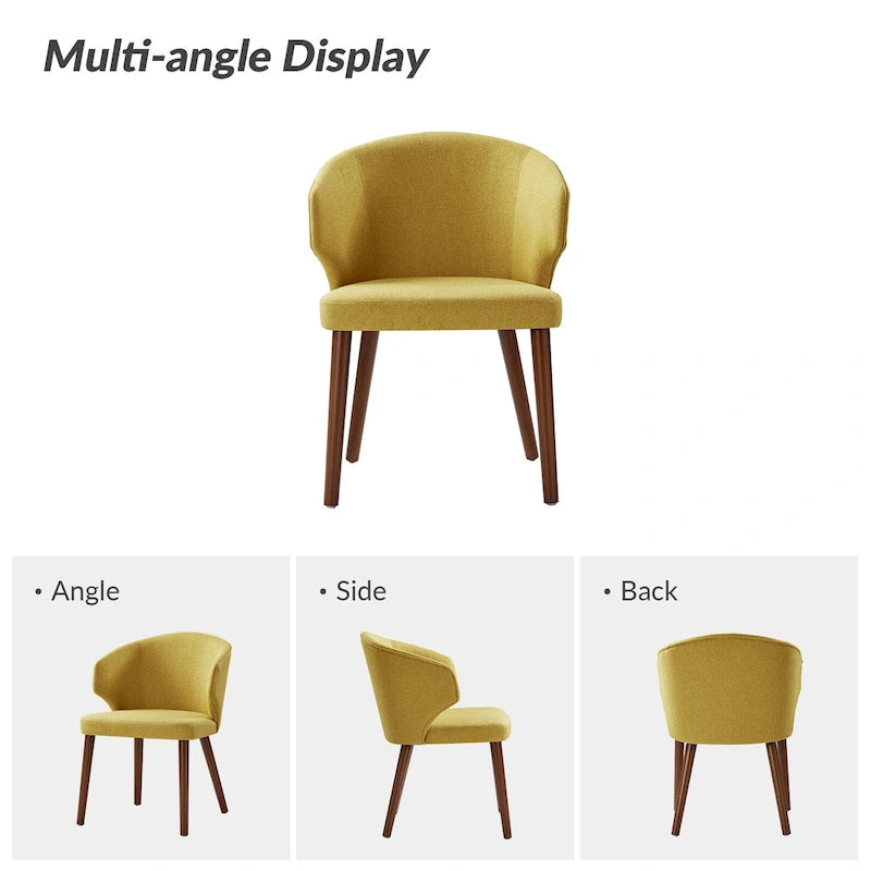 Lot de 2 chaises de salle à manger style Mid-Century Modern avec dossier à oreilles et pieds en bois massif
