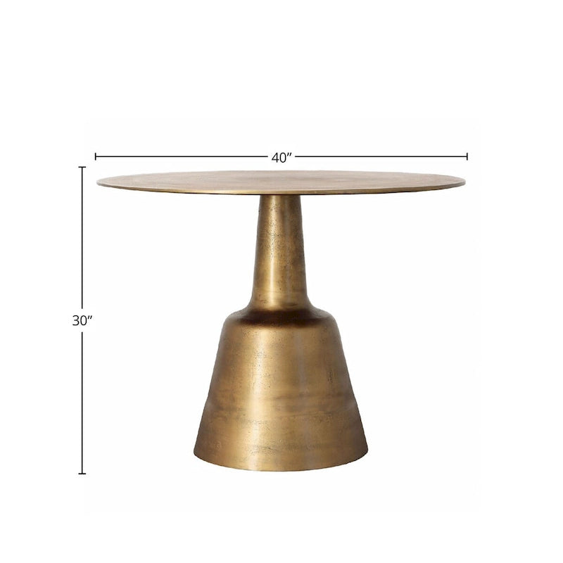 Table de salle à manger ronde en fonte d'aluminium de 40 po, or
